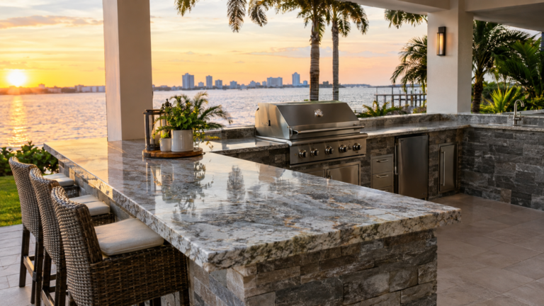 Outdoor Kitchen Countertops in Tampa, FL: Which Stone Materials Hold Up Best Outside?